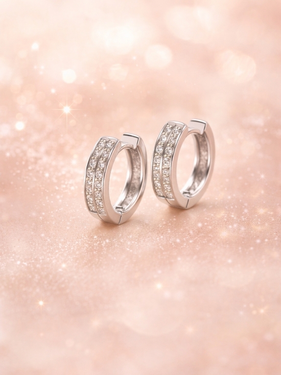 Moissanite Jewelry - ✨️✨️925 Sterling Silver Moissanite Hoop Earrings | VVS D Color | Sparkly Huggies
